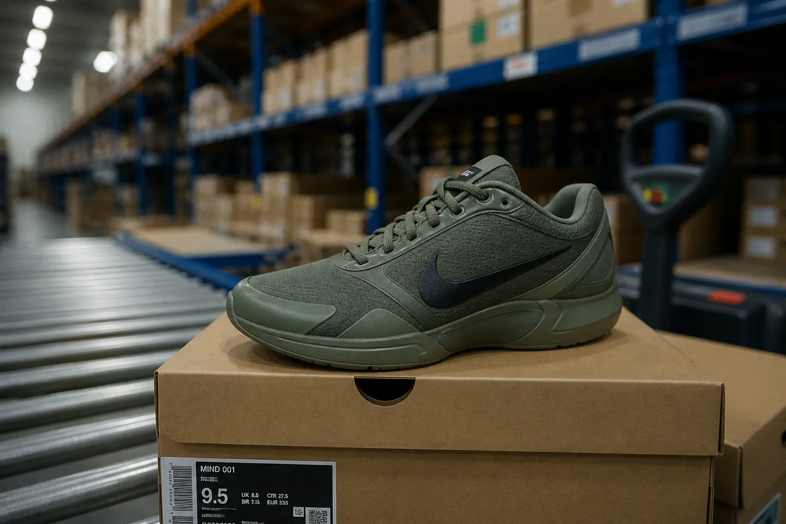 Analyse stratégique de la Nike Mind 001 Tarp Green : enjeux de distribution